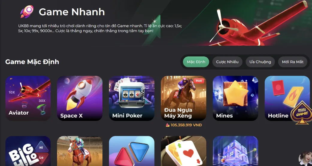 Game nhanh tiện lợi