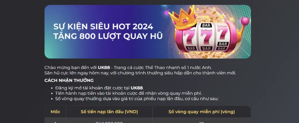 Tìm hiểu về các chương trình khuyến mãi đình đám tại UK88