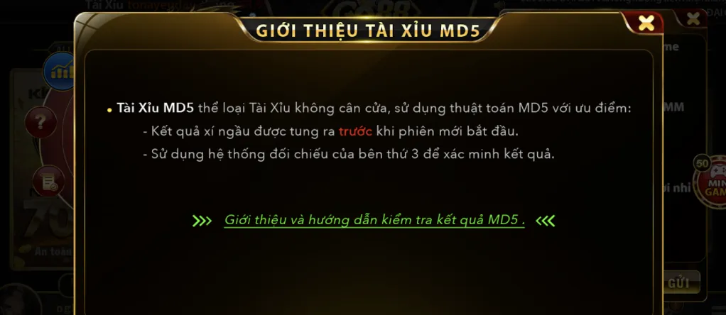 Những cửa cược tiêu biểu trong game Tài Xỉu MD5